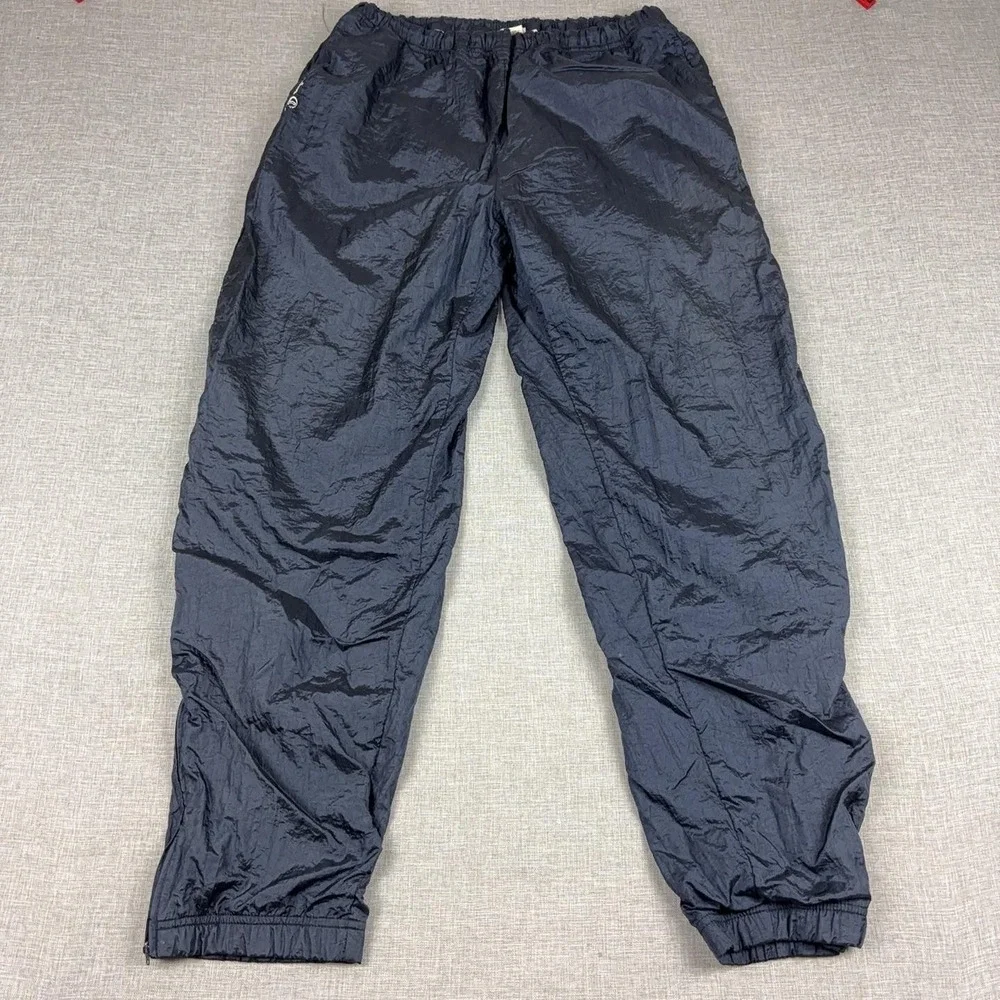 Sergio Tacchini Track Pants Mens 38 Blue Nylon Lined Elastic Waist Zip Vintage